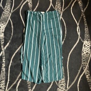 La Hearts Teal and White Striped Wide Leg Pants